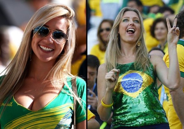 Красивые Бразильские болельщицы на футболе