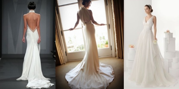 Классическое облегающее свадебное платье из легкой натуральной ткани
