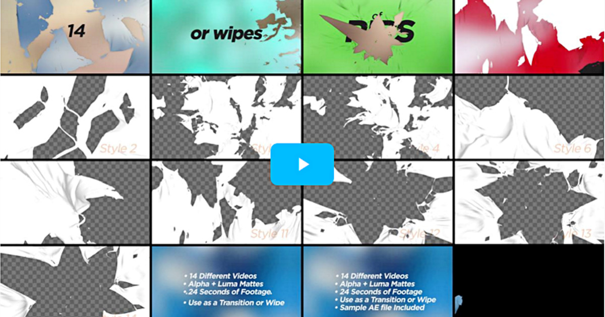 14 Видеопереходов: Разрывание бумаги или ткани