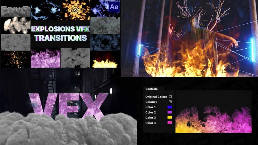 Дым и Взрывы VFX Переходы для After Effects скачать
